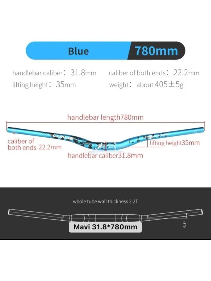 Lunje All Ride Açılı 78cm 9mm Gidon Mavi Renk 31.8mm