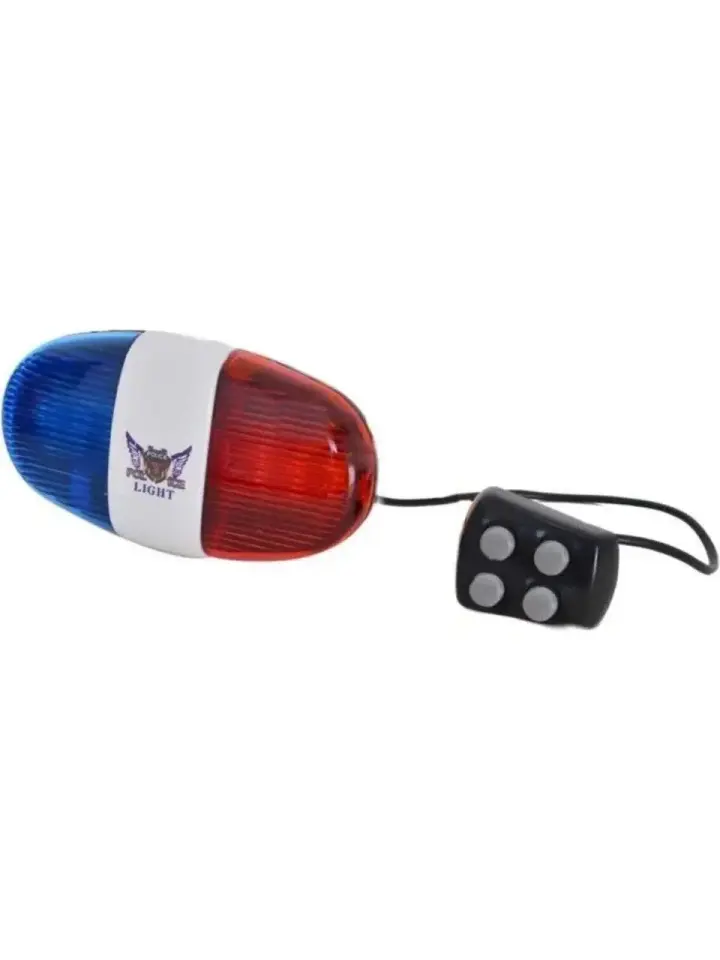 4 Sesli LED Işıklı Bisiklet Korna – Polis Sirenli, Şarjlı ve Suya Dayanıklı Model!