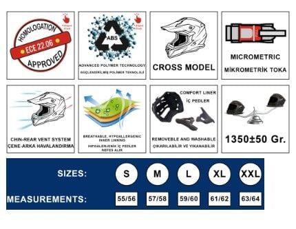 SWAY SW 617 Cross Full Face Kask L Beden 59-60cm Siyah Turuncu