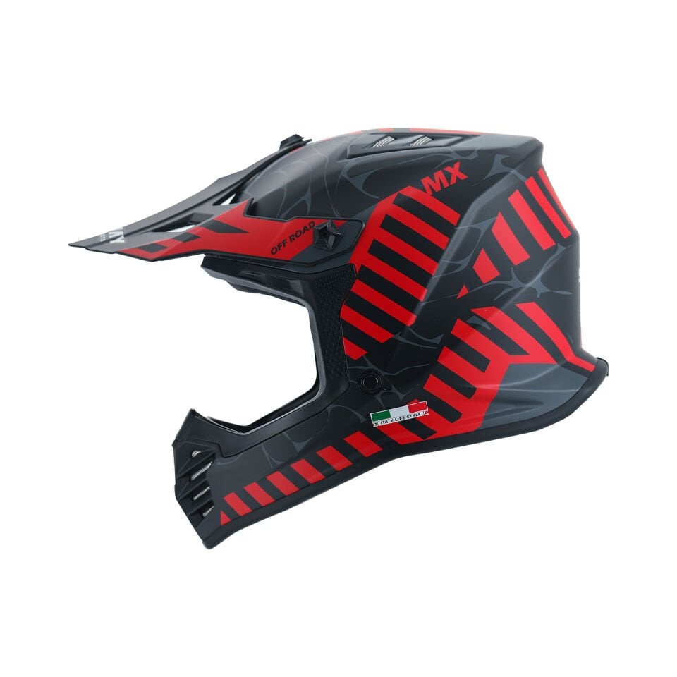 Sway SW-618 Çocuk Cross Full Face Kask YXL Beden 53-54cm Siyah Kırmızı