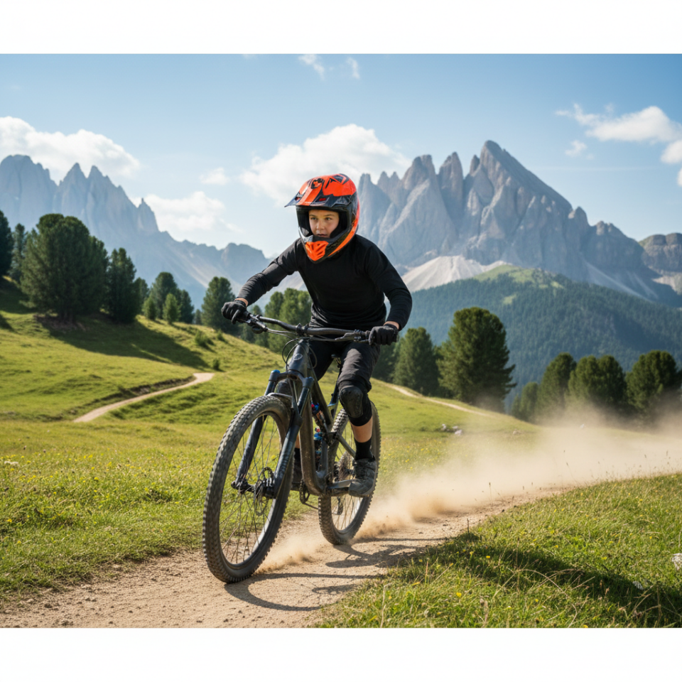 Sway SW-618 Çocuk Cross Full Face Kask YL Beden 51-52cm Turuncu Siyah