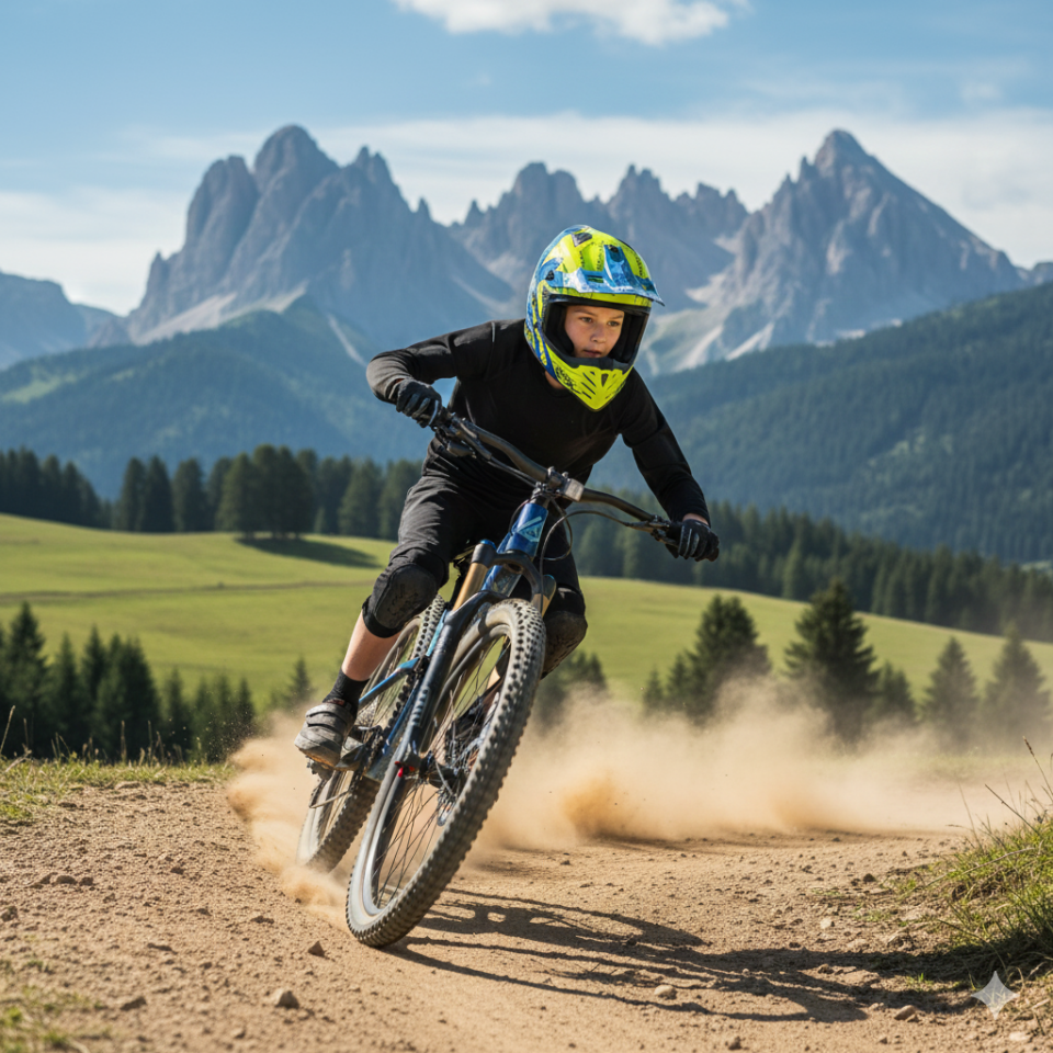 Sway SW-618 Çocuk Cross Full Face Kask YXL Beden 53-54cm Sarı Mavi