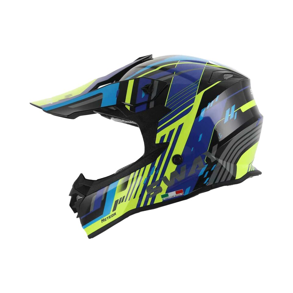 SWAY SW 617 Cross Full Face Kask S Beden 55-56cm Mavi Sarı BRM