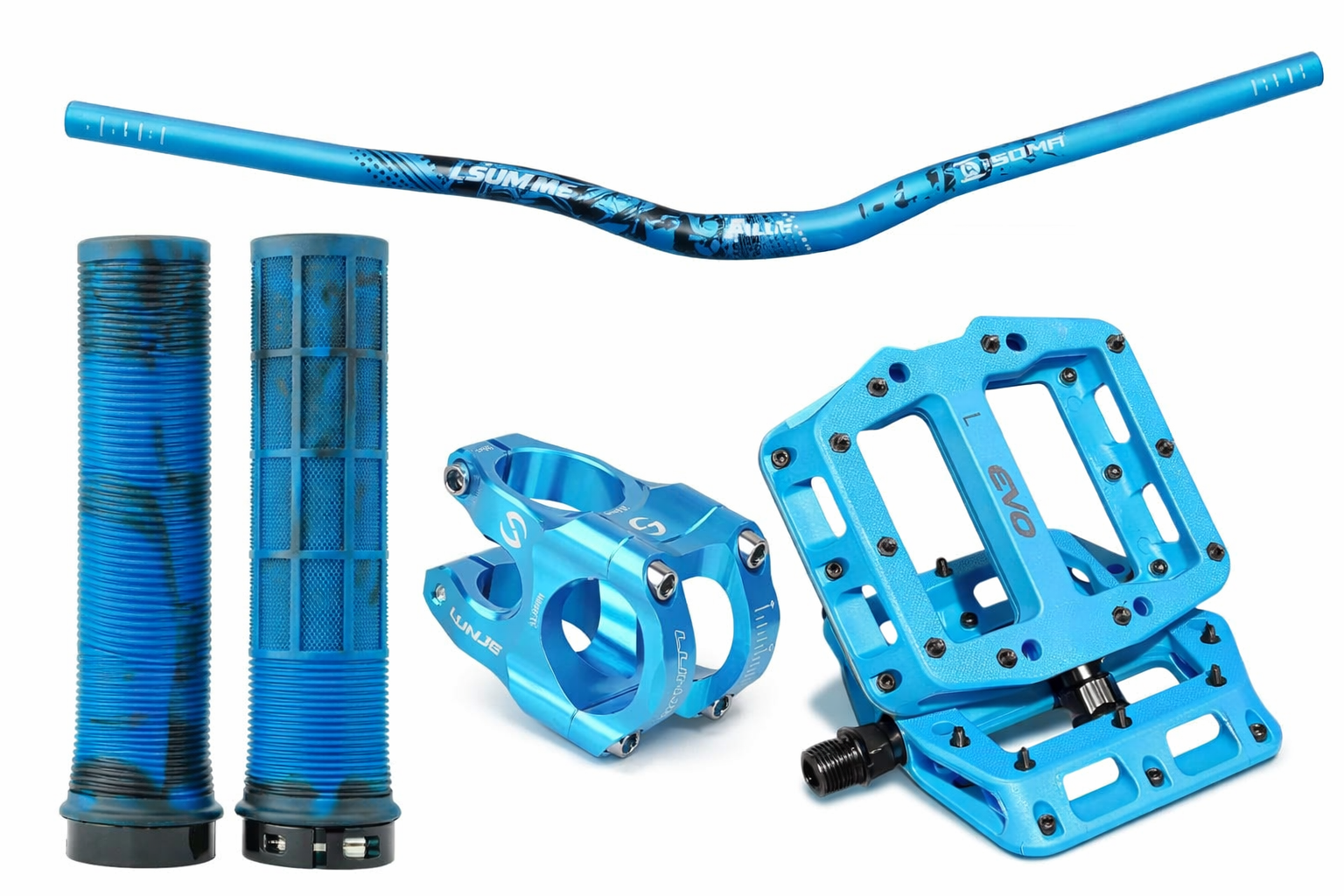 MAVİ RENK BİSİKLET MODİFİYE SETİ LUNJE GİDON & GİDON BOĞAZI EVO PEDAL